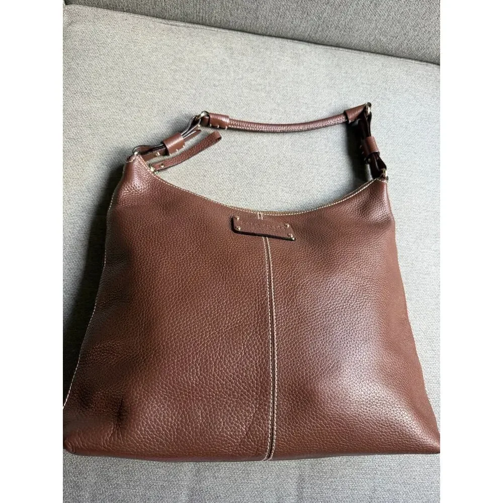 Kate Spade New York Leather Hobo Shoulder Bag Purse Brown